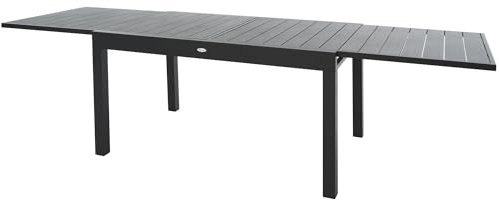 di volio Gartentisch GALIPO aus Aluminium in Holzoptik, 135–270x90x74 cm – ausziehbarer Terrassentisch für Indoor & Outdoor (Grau)