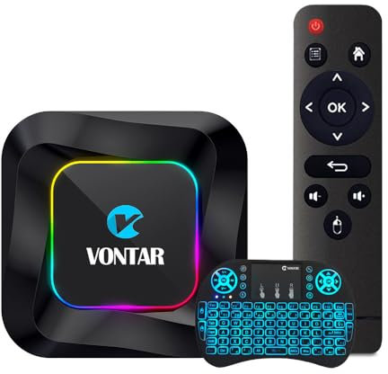 CHROX Android 13.0 TV Box, Vontar R3 Set Top Box RK3528 Quad Core CPU Mali-G31 MP2 GPU H.265 Decodifica 2.4G/5G WiFi 10/100M Dlan Smart TV Box,4gb+128gb