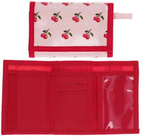 dotcomgiftshop Children's Wallet, Red Cherry | pink, tri fold wallet