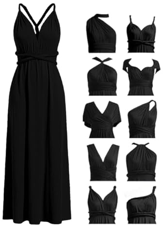 Robe de Soirée Infinity Femme Convertible Longue Robe de Demoiselle d'honneur Elégant Dos Nu Col V Maxi Robes de Cérémonie Sexy sans Manche Multi-Way Portefeuille Robes pour Bal Fête Mariage Invitée