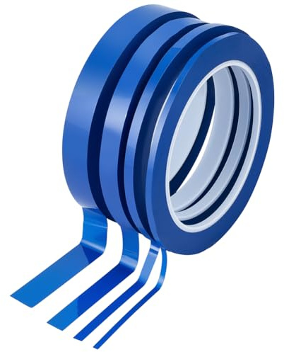 BENECREAT 6 rouleau 4 styles Film Adhésif Bleu pour Automobile Rubans Adhésifs Décoratifs en PET de 3mm 5mm 10mm et 15mm de Large pour Garnitures de Voiture Moulures (66M/Rouleau)
