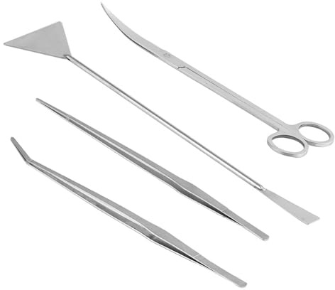 4 Stück Aquarium Aquascaping Tools,4-in-1-Aquarium Schere Aquarium Werkzeug | Spatel Pinzette Edelstahl Wasserpflanzen für Fisch Tank Reinigung Pflanze Trimmen