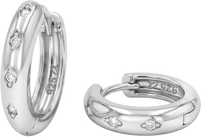 NOELANI - Damen Ohrringe 925 Silber - mit Zirkonia Stein - Creole - NOE-E0022