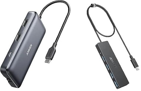 Anker Laptop Docking Station Dual Monitor, 8-in-1 USB C Hub, 4K Dual Monitor with 2 HDMI & 4-Port USB 3.0 Data Hub, Ultra-Slim 5Gbps USB-C OTG Hub with 2 ft Extended Cable