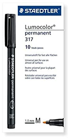 STAEDTLER permanent Marker Lumocolor, orange, Linienbreite ca. 1,0 mm, wisch- und wasserfest, Made in Germany, lange Lebensdauer, 10 orange Universalstifte im Kartonetui, 317-4