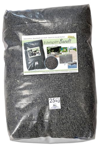 MGS SHOP 25 kg Basalt - Splitt Schwarz/Grau Streusplitt Ziersplitt Dekosplitt Pflastersplitt 2/5 mm
