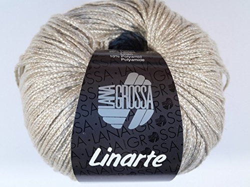 LANA GROSSA Linarte | Moderner Baumwoll/Leinen-Klassiker | Handstrickgarn aus 40% Microfaser (Viscose), 30% Baumwolle, 20% Leinen & 10% Polyamid | 50g Wolle zum Stricken & Häkeln | 125m Garn FB45