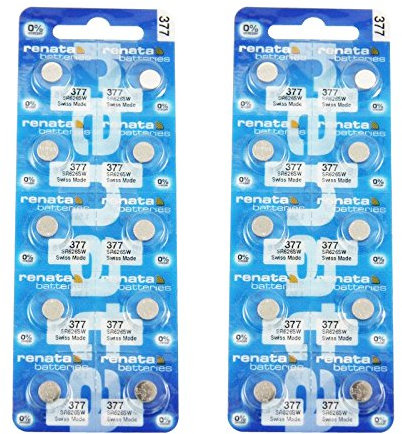 20 x Original Renata 377 SR 626 SW Armbanduhr Low Drain Silberoxid 1,55 V Akku Batterien