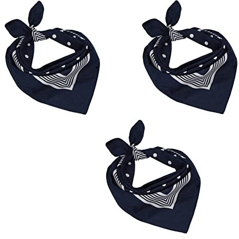 Betz 3er Pack Nickituch Bandana Kopftuch Halstuch klassischem Punktemuster Größe 55 x 55cm 100% Baumwolle Farbe: marine