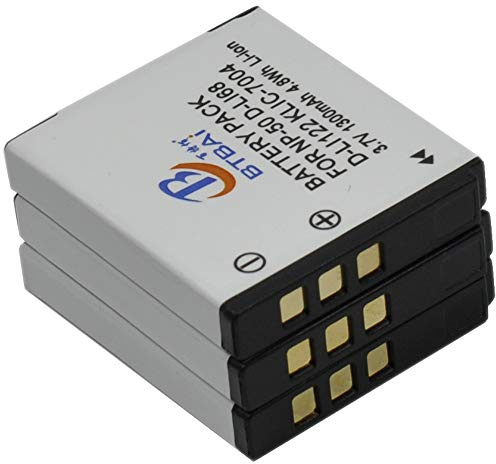 BTBAI® Akku für Pentax Kameras D-LI68, DLI68, D-L168, DL168, D-Li122, DLi122, D-L1122, DL1122, Optio A36, A40, S10, S12, V10, VS20, Q, Q7, Q10, QS1, Q-S1