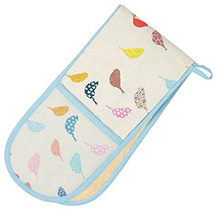 Dexam 16150261 Little Birds Double Oven Glove, Cotton, Multi-Colour, 86 x 18 x 4 cm