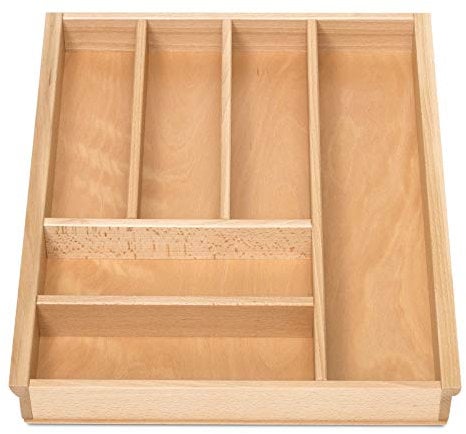 Orga-Box III BUCHE Besteckeinsatz für 50er Schublade für Nobilia ab August 2012 (473 x 397 mm) Holz-Besteckkasten mit 6 Fächer