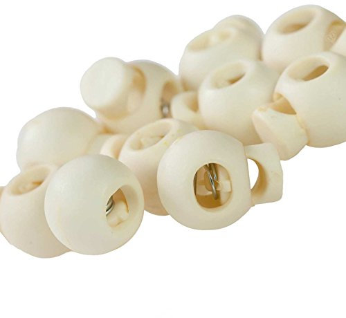 10 Einloch-Kordelstopper Kordelenden Kordelklemme rund 15x19mm, Farbwahl, Farbe:creme