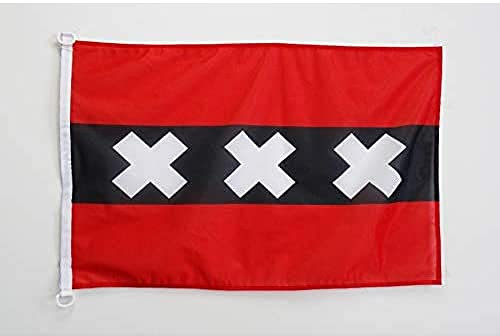 AZ FLAG Bandiera Navale Amsterdam 45x30cm - Bandiera Maritima Olandese - Paesi Bassi 30 x 45 cm speciale Nautismo, Padiglione Nautico