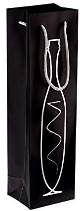 50 x Flaschentaschen schwarz 9,5+6,5x38 cm | Flaschentüten | Geschenktüte Flasche Wein | Weintaschen | HUTNER