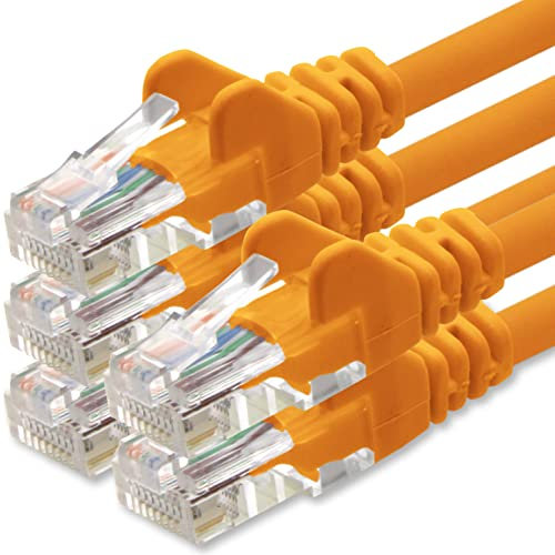 1aTTack.de 0,5m Cavo di Rete arancione - 5x - Cat.6 Ethernet Gigabit Lan RJ45 10 100 1000 Mbit s - Cavo Patch UTP compatibile con Cat.5 Cat.5e Cat.7 Cat.8 - arancione - 5x - 0,5m