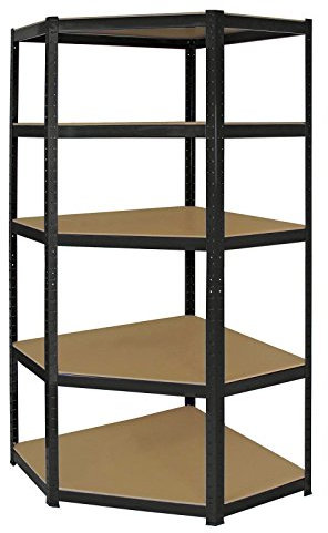 EAZILIFE 5 Tier Boltless Corner Shelving Rack for Storage in Garage's Shops Sheds Greenhouse