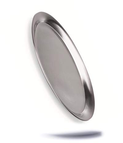 Kerafactum Oval Serviertablett Servierplatte Tablett aus Edelstahl 33,0 cm matt poliert mit gebördeltem Rand klein zum servieren Spülmaschinenfest - Service Tray