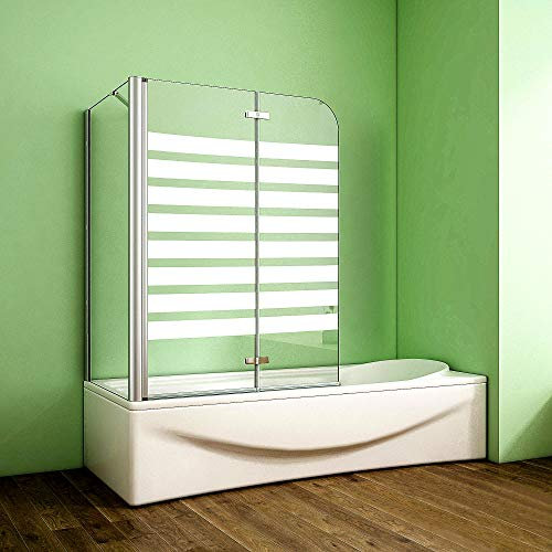 Badewannenaufsatz Duschabtrennung Duschwand für Badewanne (120cm,L,Gestreifte mit 75cm Seitewand)