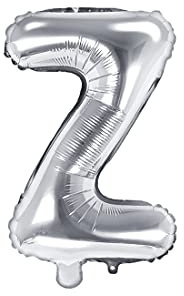 PartyDeco Folienballon Buchstabe Z Silber-Geburtstag Hochzeit Jahrestag Folienballon Buchstabe Z- Silber Größe ca. 35 cm Verlobung Silvesterparty Folienballon Deko
