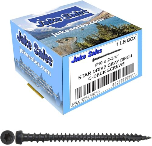 #10 x 2-3/4 Winchester Grey (Clamshell) Composite Decking Exterior Coated Wood Screw Torx/Star Drive Head (1 Pound - 75 APX. Screws) - Decking Exterior Coated Torx/Star Drive Wood Screws