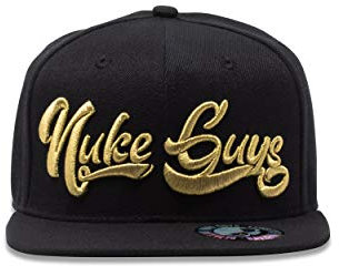Nuke Guys Snapback Cap Gold Rush, Premium 6 Panel Snapback Straight Cap, Unisex Kappe, Mütze mit hochwertiger 3D Stickerei und Snap Verschluss, schwarz/Gold