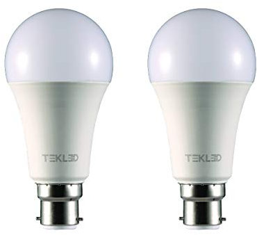 TEKLED® A60 DIMMABLE LED Bulbs | B22 Bayonet Cap | Energy Saving 12W Light Bulb 100W Incandescent Bulb Equivalent | 2700K 1020LM | 2-Pack | Warm White