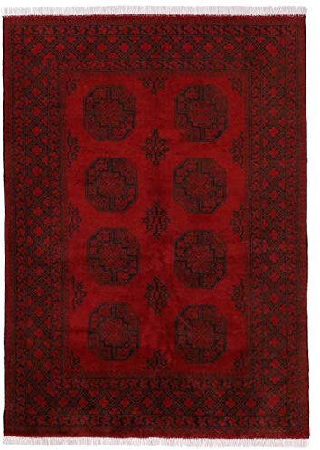 carpetfine Afghan Akhche Teppich Rot 160x230 cm | Handgeknüpfter Teppich für Wohn- und Schlafzimmer