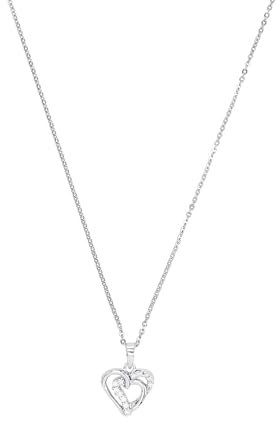 Amor Kette mit Anhänger 925 Sterling Silber Damen Halsschmuck, mit Zirkonia synth., 42 cm, Silber, Herz, Kommt in Schmuck Geschenk Box, 2022988