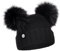 ELIMELI Winter Damen Mütze mit Zwei Bommeln - warme Wintermütze mit kunstfell Bommel - Slouch Beanie Damen - Bommelmütze für Damen - Fleece gefütterte Damenmütze (Schwarz)