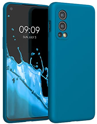 kwmobile Hülle kompatibel mit OnePlus Nord 2 5G Hülle - Silikon Handy Case - Handyhülle weiche Oberfläche - kabelloses Laden - Karibikblau