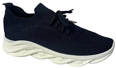 Zapatillas deportivas para mujer, con cordones, para correr, talla azul marino
