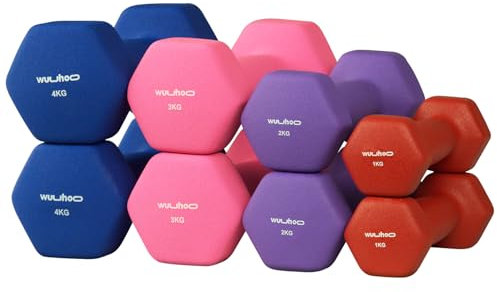 wuuhoo® I Kurzhantel Set Jackie 20kg mit Neopren Beschichtung, Hanteln in Hexagon Form für sicheren Halt und Stand I Farbvarianten nach Gewicht I für Gym und Krafttraining