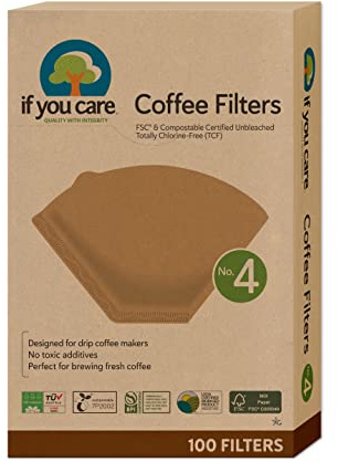 If You Care Coffee Filter for Drip Coffee Makers and Brewers, Unbleached, Compostable, No.4, 1200 Filter