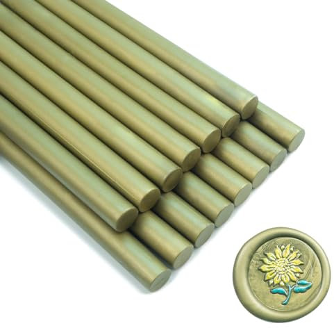 Wachssiegel Stock, Zifospy 15 Stück Klebepistole Wachs Siegel Stock für Siegellack, Siegellack Stock für Hochzeitseinladungen, Karten, Umschläge (Cyan Gold)
