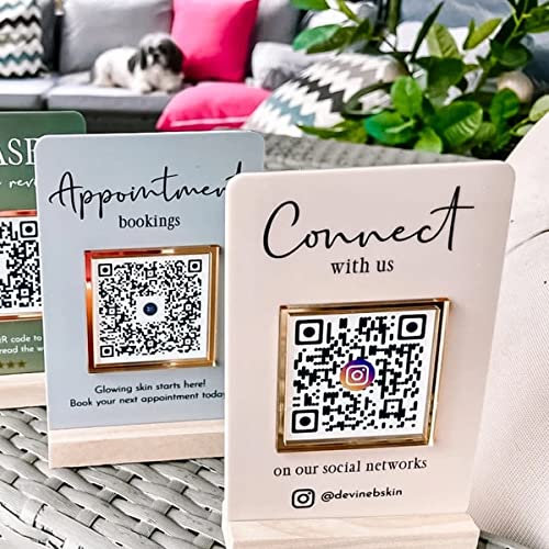 Benutzerdefiniertes Multi-Business-QR-Code-Zeichen Mini-QR-Display Scan to Pay personalisierte Venmo-Facebook-Instagram-App soziale Media-Schilder Acryl Schönheitsgeschäft Friseure Kosmetiker-Plakette