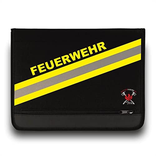 Feuerwehr Schreibmappe/mit Feuerwehr/Einsatzorganizer HuPf Style mit Reflexstreifen auch für THW Rettungsdienst