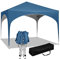 WOLTU Tonnelle de Jardin Pliable et Imperméable avec Pieds Réglables, Pavillon Pop-Up avec Toit en Demi-Cercle, pour Marché en Plein Air, 3x3m Bleu