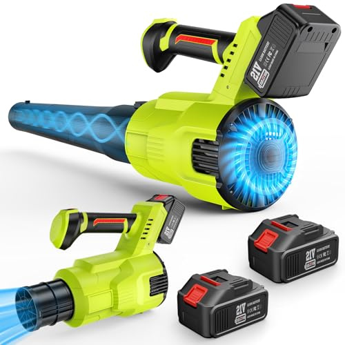 Electric Leaf Blower Cordless, 320 km/h & 3 Speed Levels High Speed with 8000mAh Batteries, Handheld Leaf Blowers for Lawn Care, Stepless Speed, Portable Lightweight Grass Blower for Leaves,Snow,Dust