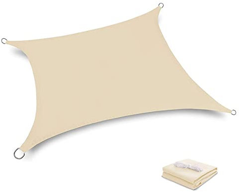 PROPFE Rechteckiges Sonnensegel für den Garten, Sonnensegel mit Vier Ecken, Sonnensegel für den Außenbereich, cremeweiß, 3 x 4 m, Sonnensegel mit 95% UV-Schutz