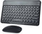 KeautFair Portatif sans Fil Bluetooth Ensemble Clavier et Souris, QWERTY US Layout Clés Rondes Rechargeable 10''Ultra Mince 1200DPI Réglable Windows/iOS/Android PC/Ordinateur Portable/iPad (Noir)