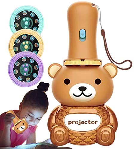Eastuy Taschenlampen Kinder,Kleine Taschenlampen Bärenform - Story Torches Light Toy Slide Lamp mit 24 Bildern Educational Learning Bedtime Night Light für Kinder