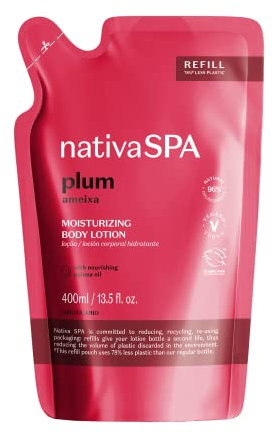 O Boticário Native SPA Plum Recharge Hydratante pour le Corps, Lotion corporelle parfumée avec gouttes de quinoa pour plus d'hydratation, 400 ml