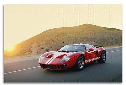 YBHF Supercar-Poster für Ford GT40, Wandkunstdruck, Retro-Ästhetik, Raumdekoration, Malerei, Leinwand, Poster für Zuhause und Büro, Dekorationen, 40 x 60 cm, ungerahmt