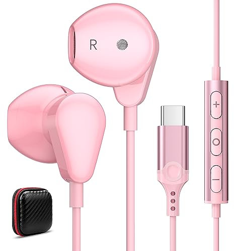 ACAGET USB C Earbuds for iPad 11th Gen A16 10th Generation, USB C Headphone Wired In Ear Type C Earphones with Microphone for iPhone 16 16e 15 Pro Max for Samsung A26 A56 A36 S25 S24 for Women Girls