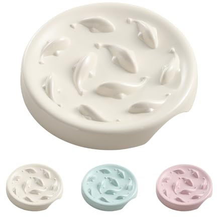 Gamelle Anti Glouton Chat Mélamine - Gamelle Labyrinthe Antidérapant pour Alimentation Lente - Bol Ludique Anti-Vomissement pour Petit Chat - Blanc