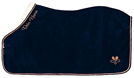 Abschwitzdecke mit Fellkragen Lieblingsblau Glitzer (135cm)