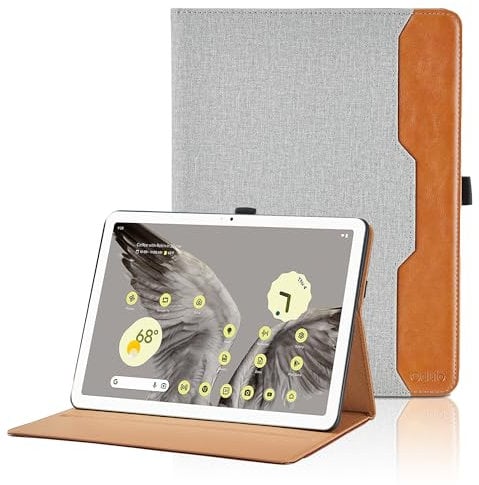 Custodia per Google Pixel Tablet 11 Pollici 2023 Affari Pelle PU Tablet Case, Multi-Angli Supporto Pieghevole Cover Protettiva con Tasca per Google Pixel Tablet 2023 - Grigio