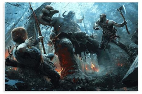Game God of War Kratos Poster (3) Leinwand Poster Wandkunst Dekor Druck Bild Gemälde für Wohnzimmer Schlafzimmer Dekoration 30 x 45 cm