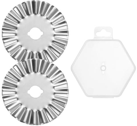sourcing map Rollschneider-Klingen, 45 mm, kleine Wellenklinge, SKS-7 Stahlschärfe, Ersatz-Klingen, Rollschneider-Klingen für Stoff, Nähen, Scrapbooking, Basteln, Silberfarben, 2 Stück